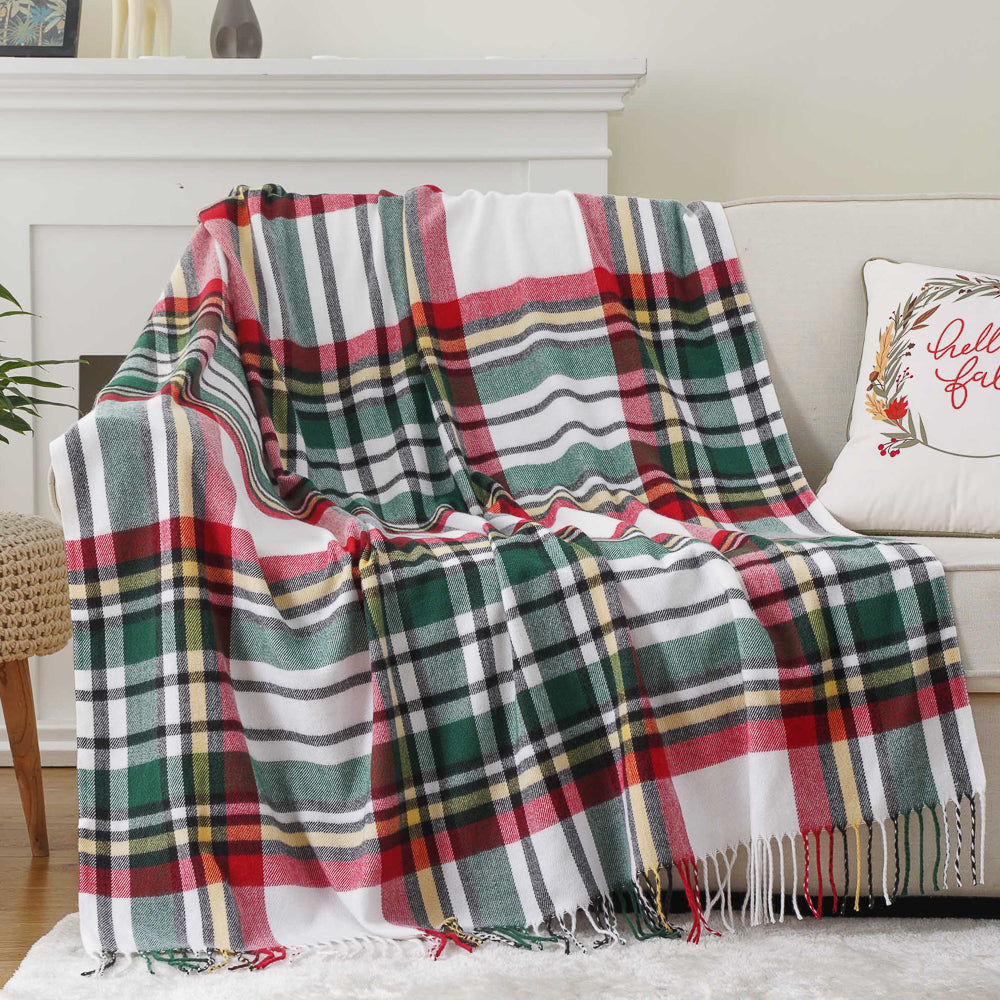 Red-Green Plaid Throw